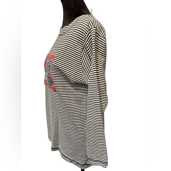 Victoria Jones Vintage Striped Kidcore Teacher Educator School ABC Patchwork Top - Picture 4 of 6